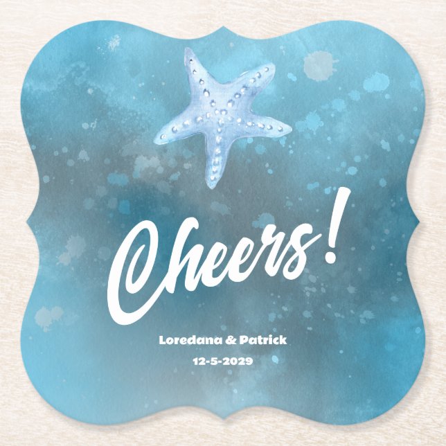 Deep Blue Sea Wedding  Paper Coaster (Front)