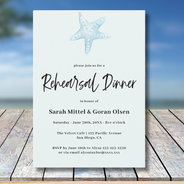Deep Blue Sea Wedding Rehearsal Dinner Invitation (Creator Uploaded)