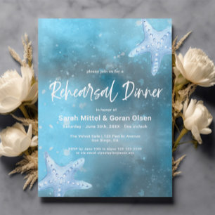 Deep Blue Sea Wedding Rehearsal Dinner Invitation