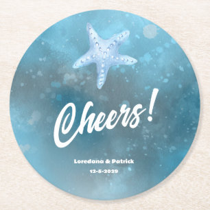 Deep Blue Sea Wedding  Round Paper Coaster