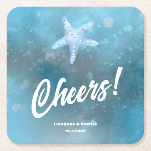 Deep Blue Sea Wedding  Square Paper Coaster