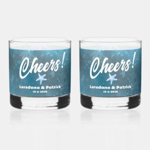 Deep Blue Sea Wedding  Whiskey Glass