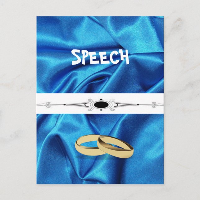 Deep Blue Silk Effect Wedding Postcard (Front)