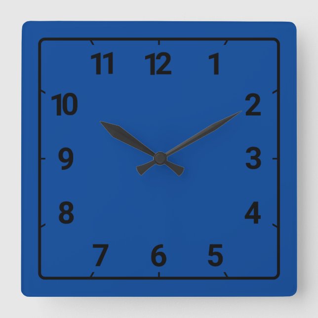 Deep blue square wall clock (Front)