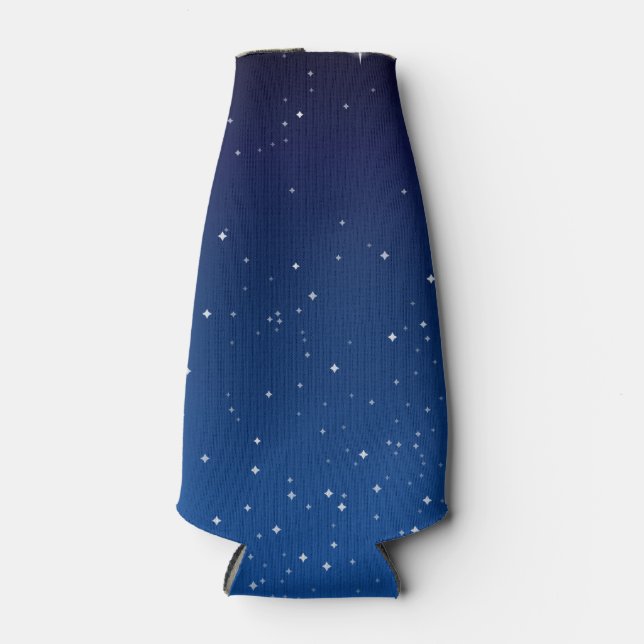 Deep Blue Starry Night Sky Bottle Cooler (Front)