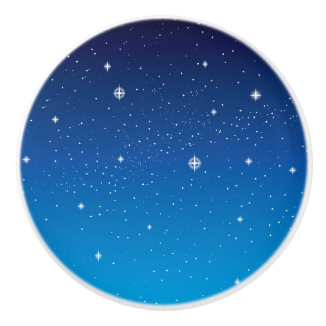 Deep Blue Starry Night Sky Ceramic Knob (Front)