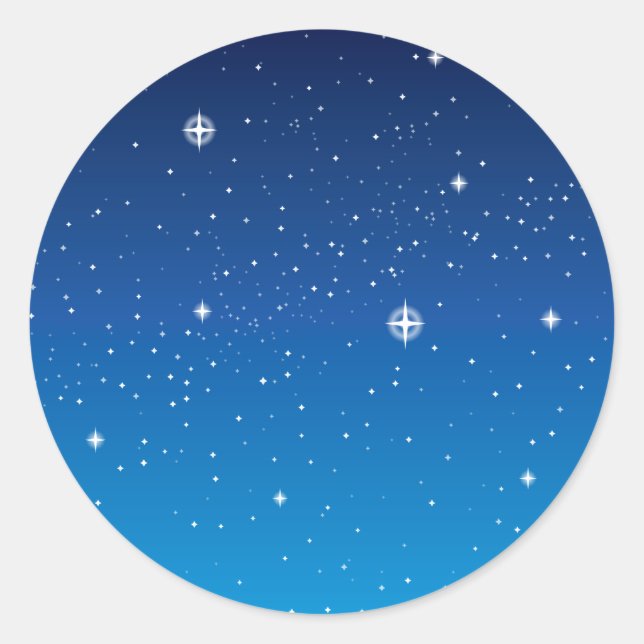 Deep Blue Starry Night Sky Classic Round Sticker (Front)