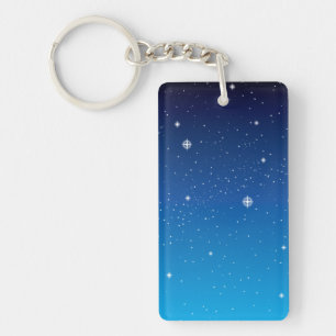 Deep Blue Starry Night Sky Key Ring