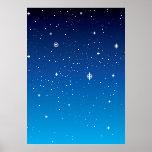 Deep Blue Starry Night Sky Poster (Front)