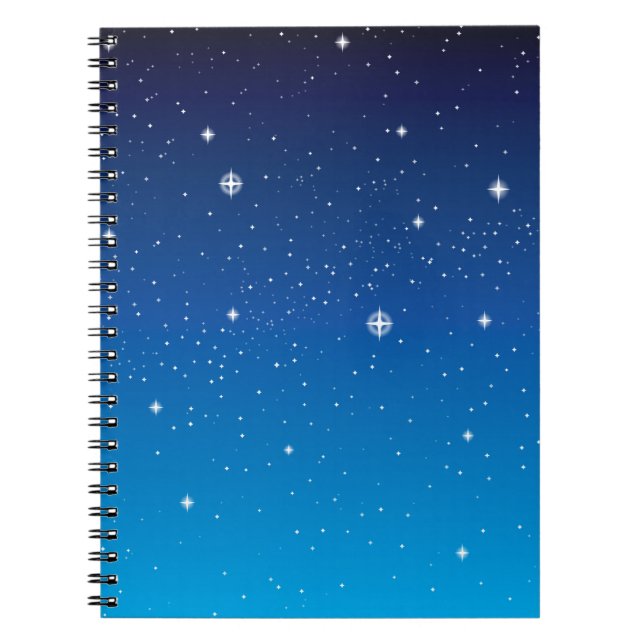 Deep Blue Starry Night Sky Spiral Notebook (Front)