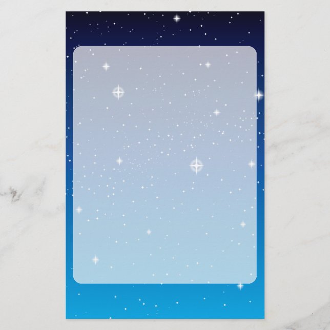 Deep Blue Starry Night Sky Stationery (Front)