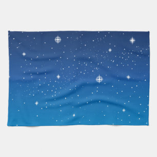 Deep Blue Starry Night Sky Tea Towel