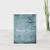 Deep Blue Steampunk Bird Cage Note Card