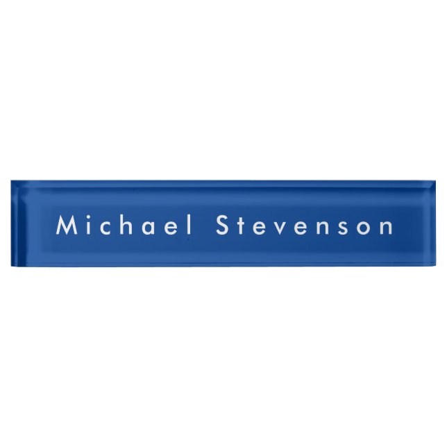 Deep Blue Trendy Modern Professional Nameplate (Front)