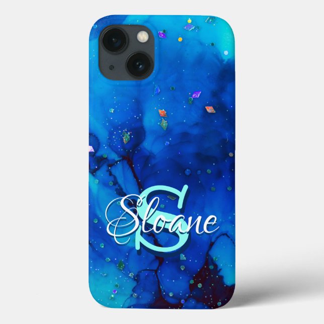 Deep Blue Underwater Alcohol Ink Painting Case-Mate iPhone Case (Back)