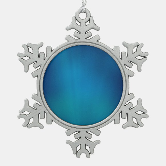 Deep Blue Underwater Glow Snowflake Pewter Christmas Ornament (Front)