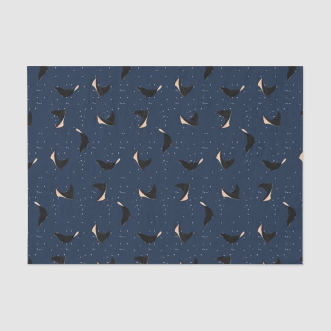 Deep Blue Underwater Spotted Sea Ray Fish Tissue Paper (Front)