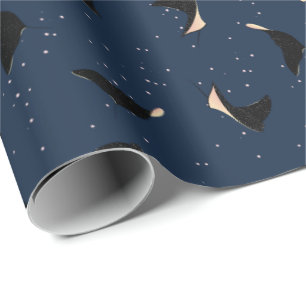 Deep Blue Underwater Spotted Sea Ray Fish Wrapping Paper