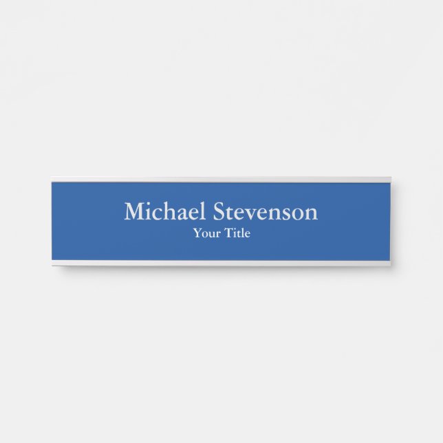 Deep Blue Unique Elegant Modern Minimalist Door Sign (Front)
