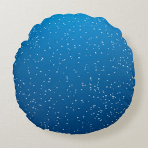 Deep Blue Water and Tiny Bubbles Round Cushion