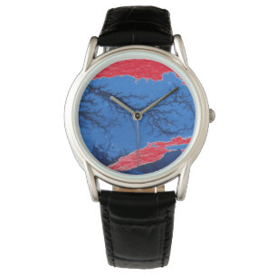 Deep blue waters, undersea trenches red accent watch