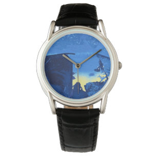 Deep blue waters, undersea trenches yellow accents watch