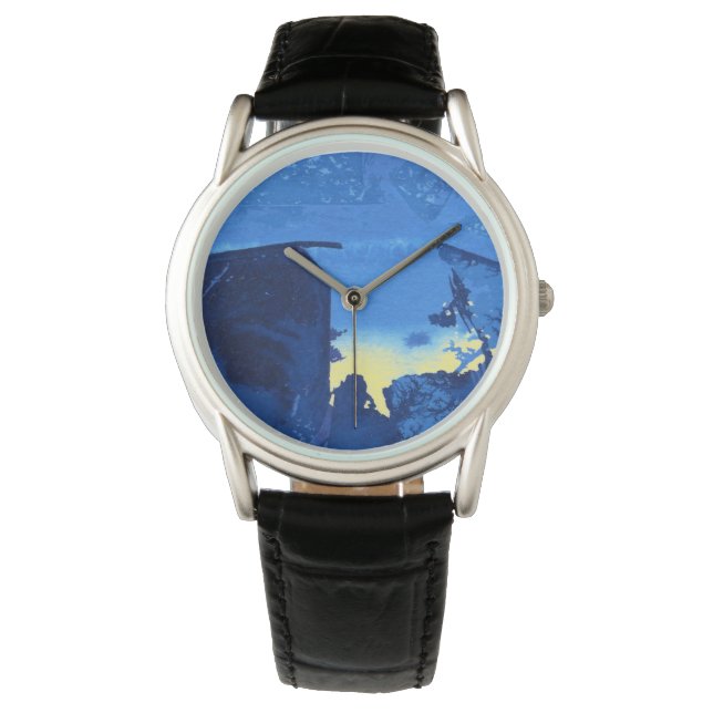 Deep blue waters, undersea trenches yellow accents watch (Front)
