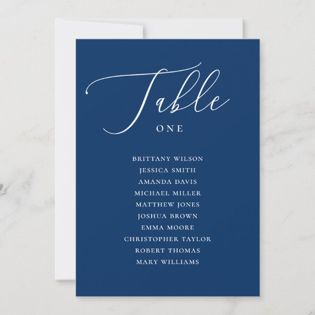 Deep Blue Wedding Seating Chart | Navy Beach Invitation (Front)