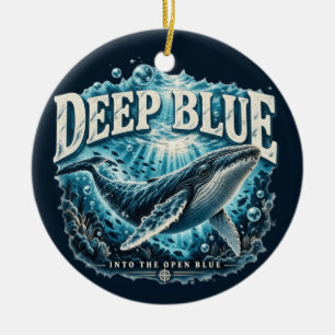 DEEP BLUE Whale Ocean Adventure Ceramic Tree Decoration