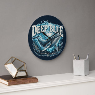 DEEP BLUE Whale Ocean Adventure Large Clock