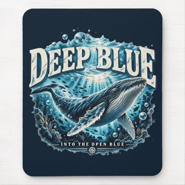 DEEP BLUE Whale Ocean Adventure  Mouse Pad (Front)