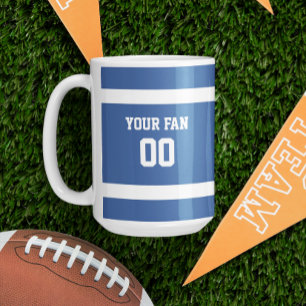 Deep Blue & White Football Team Personalised Coffee Mug
