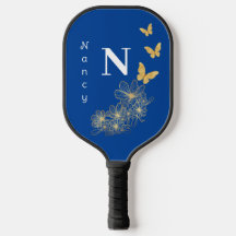 Deep Blue white gold flower butterfly minimalist