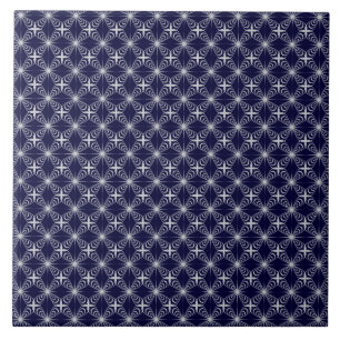 deep blue with grey arabesque tile