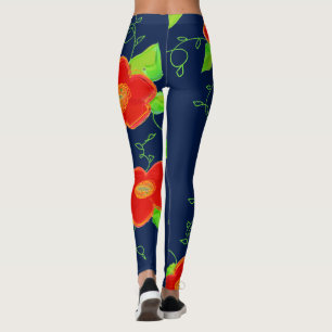 Deep Blue With Reds Leggings