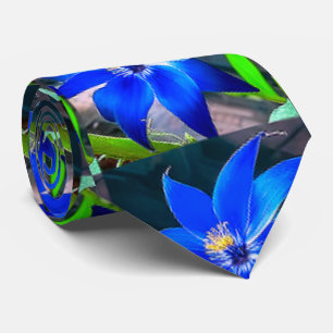 Deep Bluish Flowers Pattern Tie