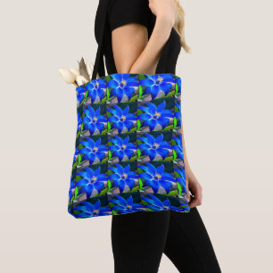 Deep Bluish Flowers Pattern Tote Bag