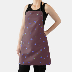 Deep Bordeaux Japanese Gentian Floral Pattern Apron