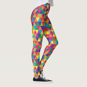 Deep Bright Triangles - Modern Abstract Pattern Leggings