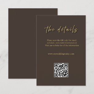 Deep Brown & Gold Wedding Enclosure Card