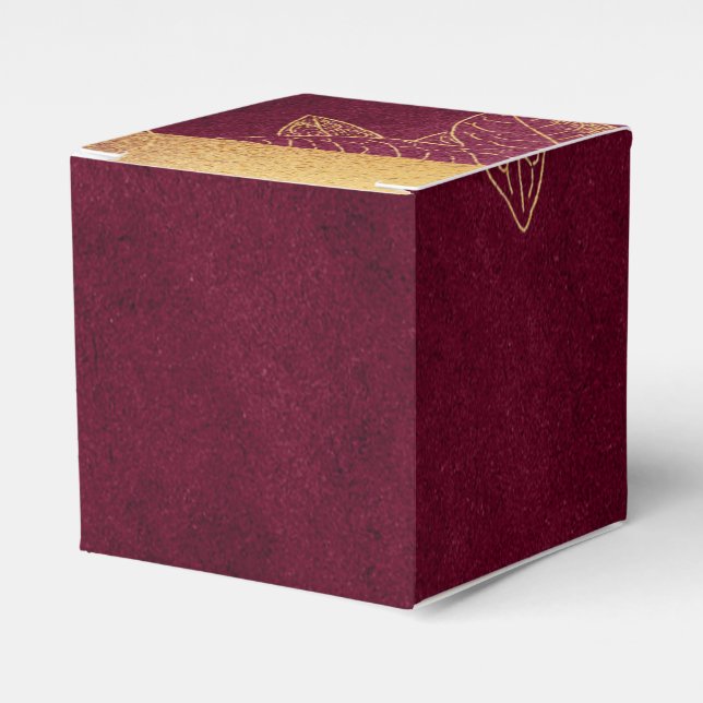 Deep Burgundy and Gold Favour Box (Front Side)