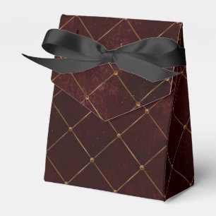 Deep Burgundy and Gold Lattice Pattern Favour Box