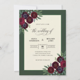 Deep Burgundy Anemone Wedding Invitation