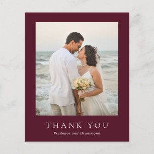 Deep Burgundy Budget Wedding Thank You Card