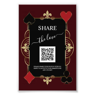 Deep Burgundy Casino Share Photo QR Code Wedding  Print
