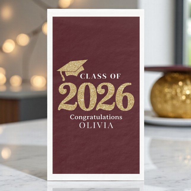 Deep Burgundy Class Of 2026 Napkin (Creator Uploaded)