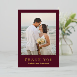Deep Burgundy Classic Wedding Foil Thank You Card