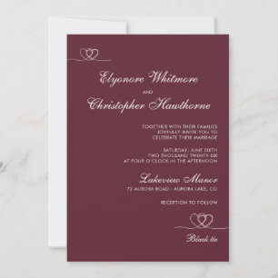Deep Burgundy Elegant Chic Calligraphy Wedding Invitation