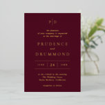 Deep Burgundy Elegant Classic Wedding<br><div class="desc">Classic style foil wedding invitation featuring a simple yet elegant design in a deep burgundy color that is perfect for a fall wedding or a winter / Christmas wedding.  Use the template to add a photo or remove it in the design editing tool.</div>