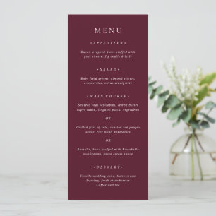 Deep Burgundy Elegant Classic Wedding Menu